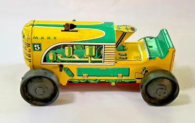Vintage Marx Yellow Green Keywind Windup Tin Tractor No. 5 • $44.99