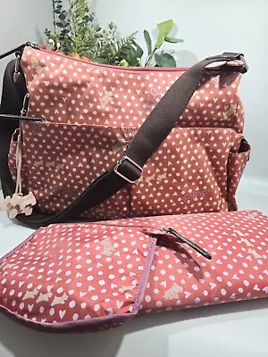 Radley London 🐕  Hearts  Salmon Baby Changing Shoulder Bag With Mat & Pouch New • £45