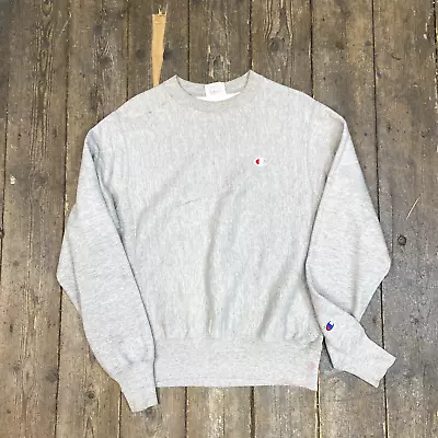 Champion Sweatshirt Reverse Weave Pull Over Jumper Grey Mens Small • £20