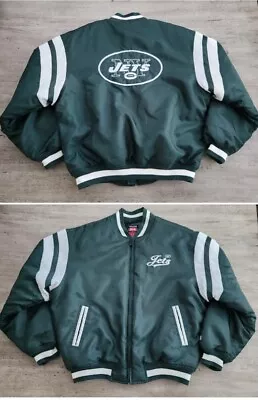 Vintage 90's Mirage New York Jets Insulated Bomber Jacket L NFL Starter Satin M • $90