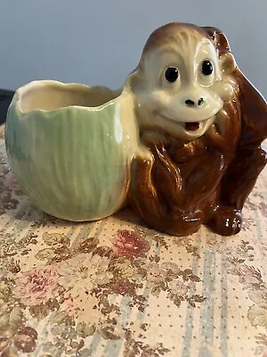 Vintage Planter- Monkey Design Of Monkey With Plant Holder- Cute • $16