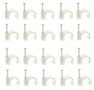 £1.99 • Buy 6mm Round Cable Clips 6mm Diameter White Wire Clips Quantity 20