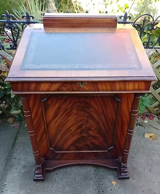 Quality Antique Regency Revival Flame Mahogany Davenport Bureau Desk Leather Top • £349