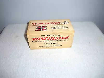 Vintage Winchester  Super X 22 Long Rifle Cartridges  Empty Wooden Dovetail Box • $25