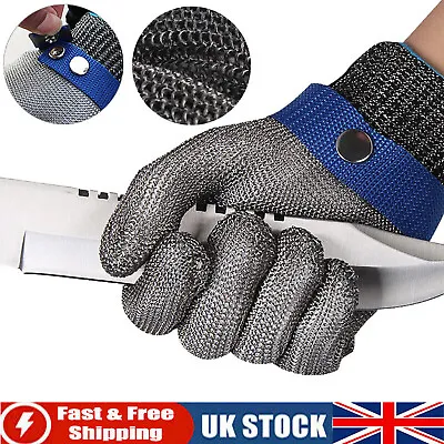 Safety Cut Proof Glove Stainless Steel Mesh Butcher Stab Resistant Metal Gloves • £7.95