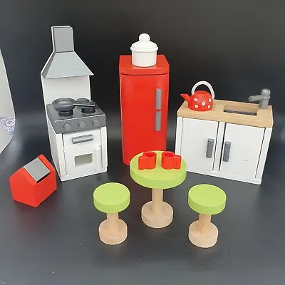 Rare Le Toy Van Wooden Sugar Plum Kitchen Doll's House Furniture Set White Red • £19.80