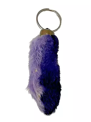 Vintage Lucky Charm Rabbits Foot Keychain Two Tone Purple USA • $19.50