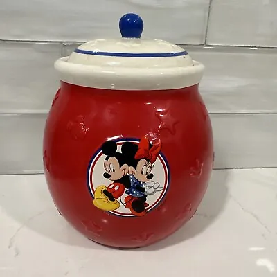 Vintage Disney Mickey And Minnie Mouse Ceramic Cookie Jar Canister Kitchen • $29.99