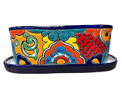 Talavera Window Oval Planter Pot Mexican Pottery Home Decor Folk Art Length 15  • $84