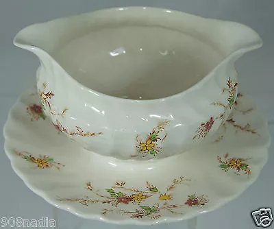 Vintage Myott Heritage China England Gravy/Sauce Boat Dish Hand Engraving Floral • $39