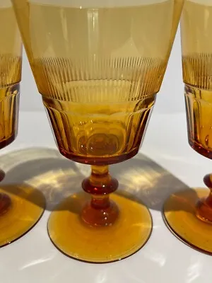 $49.99 • Buy Set Of 4 Vintage Duncan And Miller Waterford Amber Wine Water Goblets