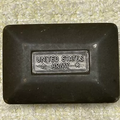 Vtg US Army Military Soap Dish Tin Storage Container Box Metal Green WWII Era • $5