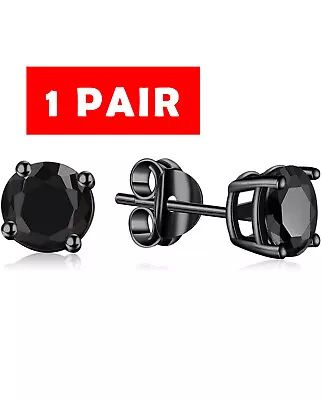 Black Coated Cubic Zirconia Stud Earrings For Men Or Women • $3.99