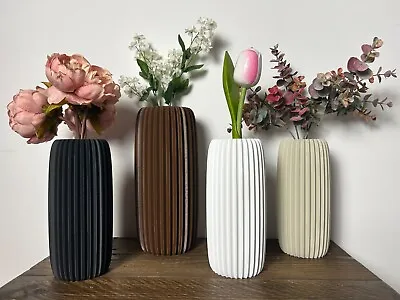 3D Printed Vase - Tall Ribbed Flower Vase - Ornamental Vase - Dried Flower Vase • £14.99