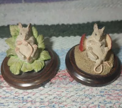 X2 Country Artist -  Woodmice In Leaves Ornament Figurine  Handcrafted  • £15
