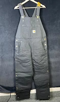 Carhartt Mens Black Loose Fit Firm Duck Insulated Bib Overall Size M OR4393-M • $67.49