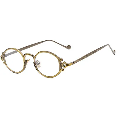 Retro Oval Steampunk Sunglasses Men Women Vintage Gothic Metal Frame Glasses • $11.99