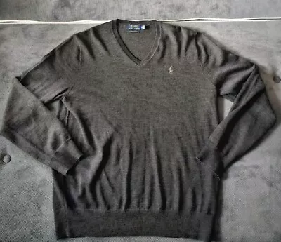 Polo Ralph Lauren Mens Washable Merino Wool Pullover Sweater Gray Sz Medium • $15
