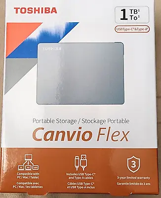 Toshiba Canvio Flex 1TB HDTX110ESCAA Portable External Hard Drives Storage • £59.99