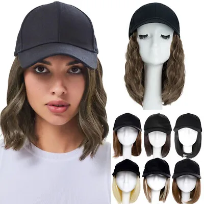 Cap With Hair Attached For Women Wig Hat With Hair Short Bob Style Synthetic US • $20.90