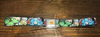 Marvel Comics Super Heroes Buckle-Down Seatbelt Belt Ironman Hulk Spiderman EUC • $19.98