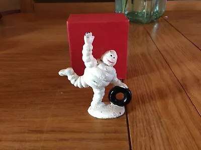 Michelin Man Rolling Tyre Mini Statue /mascot White 90 Mm High  (31/2”) • £10