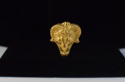 VTG Signed MMA Metropolitan Museum Gold Plated TEXTURED RAM HEAD Brooch Pendant • $34.99