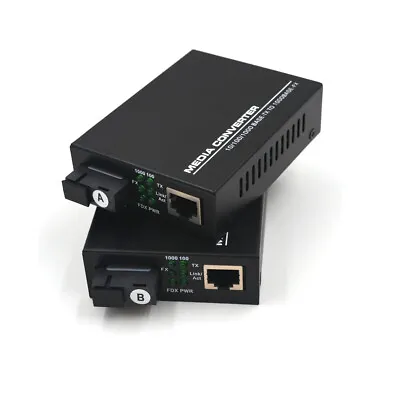 Gigabit Fast Ethernet Fiber Media Converter SC Singlemode 20Km Tx:1310/Rx:1550nm • $48.38