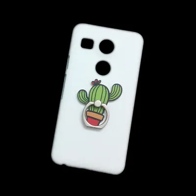 Cover For Various Phones 3D Cactus Finger Ring Stand Holder White Back Hard Case • $6.95