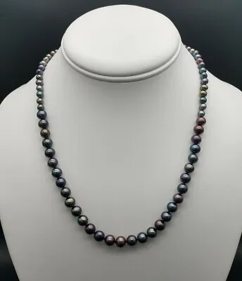 $125 • Buy Genuine Pearl Necklace Peacock Pearls Custom Solid Sterling Silver 19 Inches