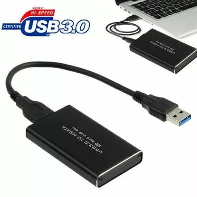 MSATA SSD To USB 3.0 M-SATA Hard Disk Drive Enclosure Adapter Box Case Cable • £8.45