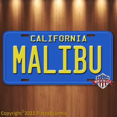 California MALIBU Blue  Aluminum Metal Vanity License Plate TAG  6  X 12  New • $19.97