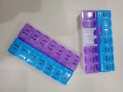 2PCs Weekly Pill Box Organizer 7 Day AMPM Organizer Case Medicine Removable Pill • $5