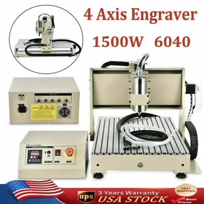 4 Axis 6040 CNC Router Metal Engraving Machine Drilling Milling Machine 1.5KW • $1199