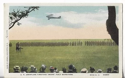 VTG Postcard - U.S. Aeroplane Airplane Directing Troops' Field Maneuvers • $7.89