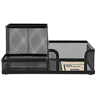 Metal Office Mesh Bin Desk Organiser Stationery Tidy Letter Holder Pen Pot • £7.99