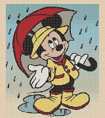 £4.50 • Buy Cross Stitch Chart - Mickey Mouse In The Rain - Flowerpower37-uk  FREE UK P&P