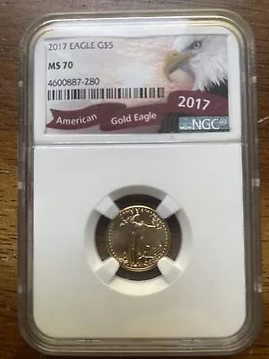 2017 $5 Gold American Eagle 1/10 Oz NGC MS70 Bald Eagle Label • $266.52