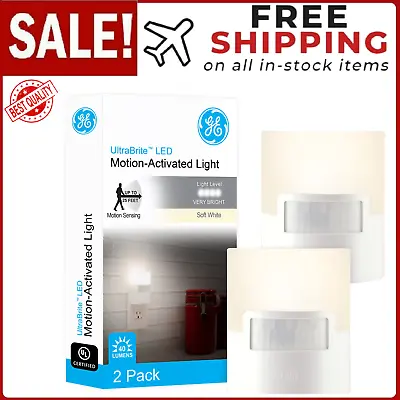 GE LED Night Light Motion Sensor Plug-in UL Listed White 40 Lumens 2 Pack • $21.79