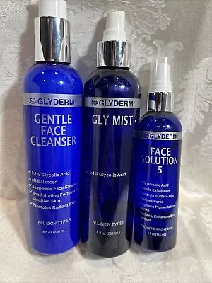 Glyderm Face Lotions-LOT 3-Gentle Face Cleanser/Face Solution 5/GLY Mist-READ! • $8.88