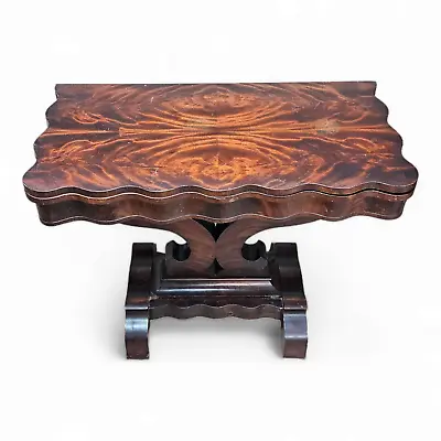 Antique 19th C Empire Flame Mahogany Swivel Top Console Game Table • $795