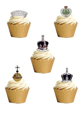 23 STAND UP British Royal Family Crown Jewels Edible Wafer Paper Cake Toppers • £2.49