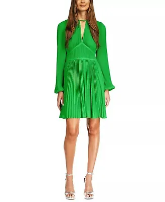 MICHAEL MICHAEL KORS Women's Keyhole Pleated Mini Dress In Spring Green • $45