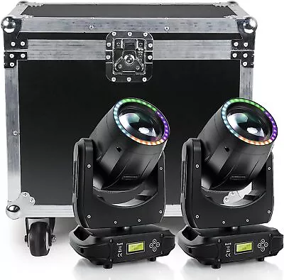 2Pcs 200W Moving Head DJ Lights With Flight Case 8Prisms 15Gobos 13Colors DMX512 • $579.38