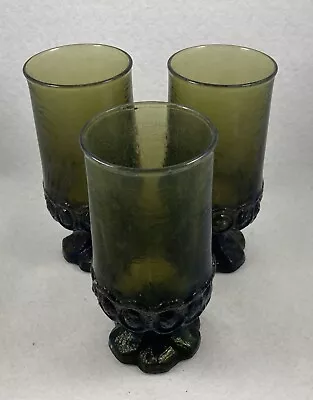 MCM Franciscan Madeira Olive Green Iced Tea Glasses 6.6in Discontinued Set Of 3 • $21