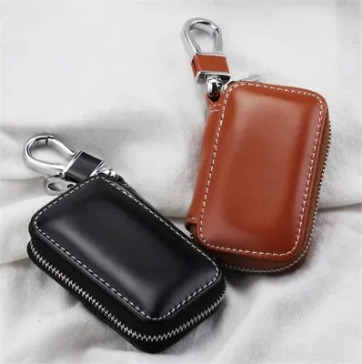 Leather Car Key Case Bag Remote Key Fob Cover Keychain Car Accessories Universal • $13.99