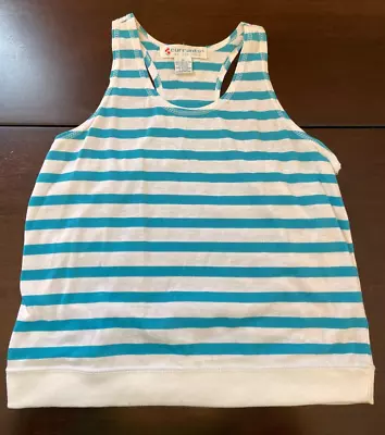 VTG Currants By Jeri Jo Striped SPIRIT Racerback Tank Top Blue And White Medium • £12.04