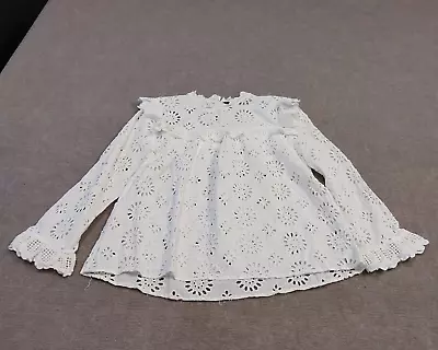 $18.88 • Buy Zara Woman Womens Size XS White Long Sleeve Embroidered Crochet Blouse Top