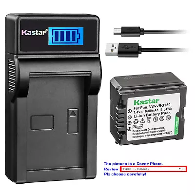 Kastar Battery LCD Charger For Panasonic VW-VBG130 VW-VBG260-K VW-VBG130PPK • $7.99