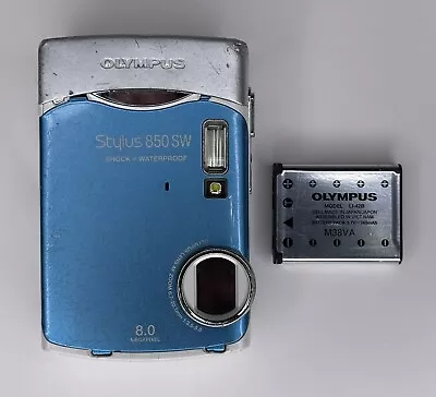 Olympus Stylus 850SW Waterproof Camera Blue Shock / Waterproof Tested Wear* • $24.95